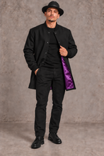 Load image into Gallery viewer, black with purple clicker rib collar cuff