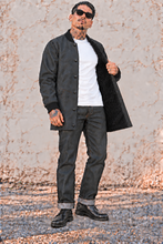 Load image into Gallery viewer, Raw Denim Yard Coat - WARM FLEECE liner RIB collar and cuff