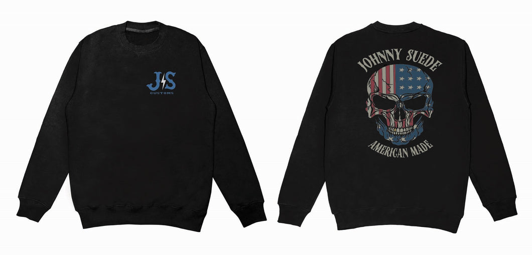 crew neck sweatshirts - flag skull