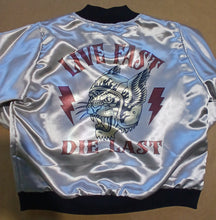 Load image into Gallery viewer, Live Fast Die Last  girls satin bomber
