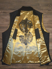 Load image into Gallery viewer, VEST- blk gold tattoo dollar
