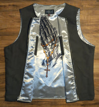 Load image into Gallery viewer, VEST - blk silver praying hands
