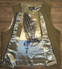 Load image into Gallery viewer, VEST - tan gold praying hands

