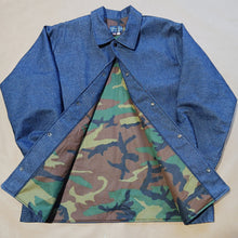 Load image into Gallery viewer, Raw Denim Yard Coat - CAMO  liner
