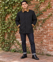 Load image into Gallery viewer, Leopard collar and cuff clicker coat
