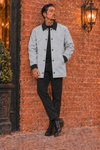 Load image into Gallery viewer, lt gray with black regular collar rib cuff clicker
