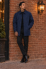 Load image into Gallery viewer, navy wool with  silver -  standard collar clicker
