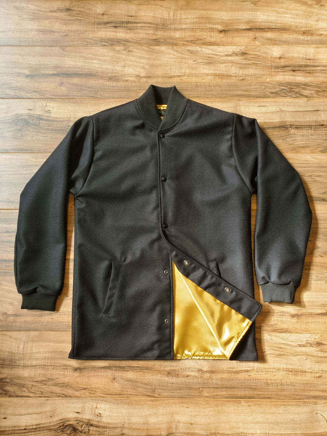 black wool with gold satin - best seller